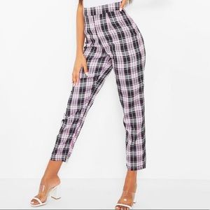 Pink plaid trousers